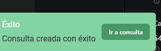 Botón 'Crear consulta' ubicado en la parte inferior del formulario.
